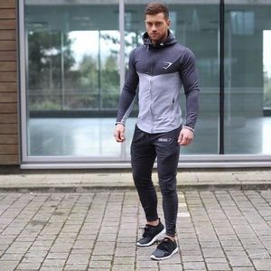 Gym Shark | Gray Zipper Fitted Hoodie